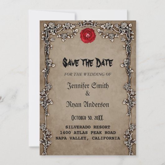 Elegant Gothic Hochzeit speichern Sie das Datum Ei Einladung (Vorderseite)