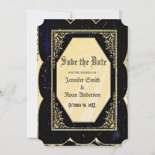 Elegant Gothic Hochzeit speichern Sie das Datum Ei Einladung (Vorderseite)
