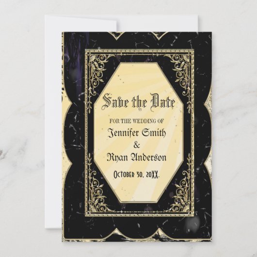 Elegant Gothic Hochzeit speichern Sie das Datum Ei Einladung (Vorderseite)