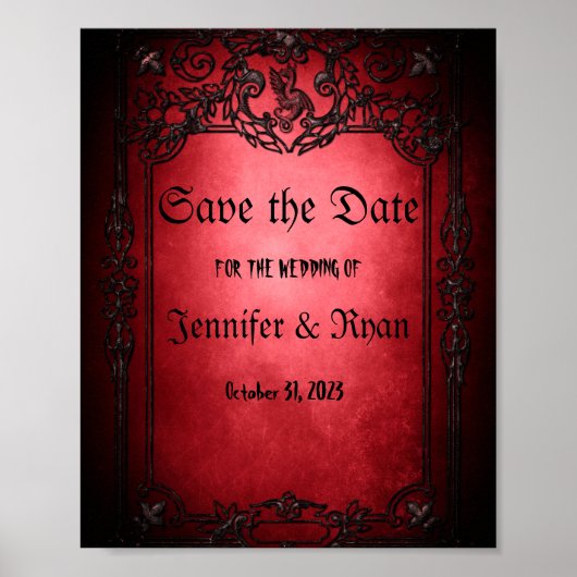 Elegant Gothic Hochzeit speichern Sie das Datum Poster (Vorne)