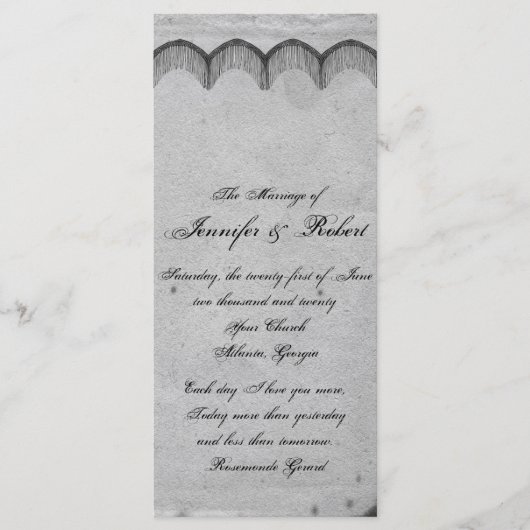 Elegant Gothic Lace Posh Hochzeitsprogramm Programm (Vorderseite)