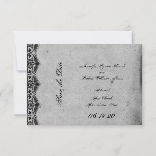 Elegant Gothic Lace Posh Wedding Save the Date (Vorderseite)