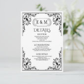 Elegant Gothic Monogram Wedding Details Begleitkarte (Stehend Vorderseite)