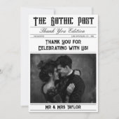 Elegant Gothic Newspaper Foto Vielen Dank Einladung (Vorderseite)