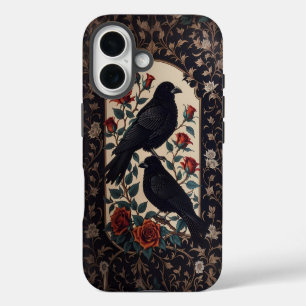 Elegant Gothic Raben mit Rosen iPhone 16 Hülle
