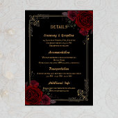 Elegant Gothic Romance Roses Wedding Begleitkarte