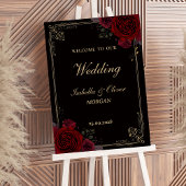 Elegant Gothic Romance Roses Wedding Welcome Sign Poster