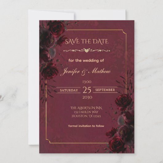 Elegant Gothic Romance Wedding Save the Date (Vorderseite)