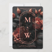 Elegant Gothic Rosegold Black Rustic Boho Wedding Einladung (Vorderseite)