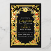 Elegant Gothic Roses Cathedral Frame Wedding Folieneinladung (Vorderseite)
