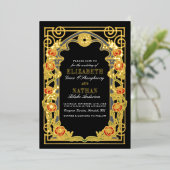 Elegant Gothic Roses Cathedral Frame Wedding Folieneinladung (Stehend vorne)