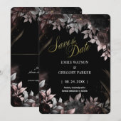 Elegant Gothic Rust Black Roses Save The Date (Vorne/Hinten)