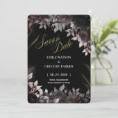 Elegant Gothic Rust Black Roses Save The Date (Stehend Vorderseite)