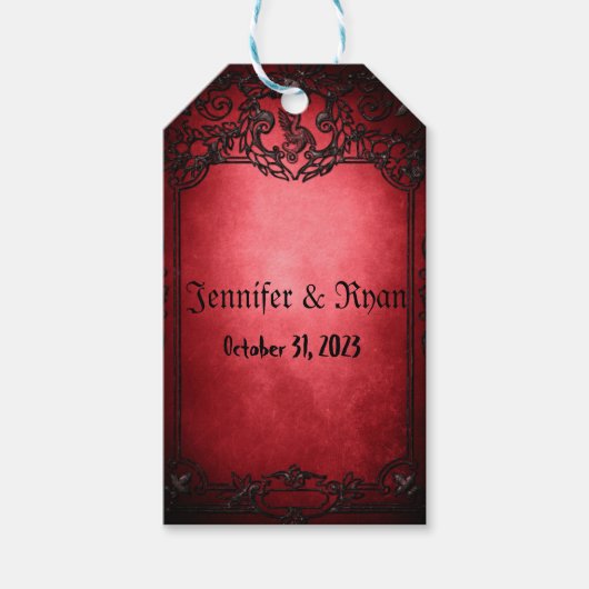 Elegant Gothic Rustic Red Geschenkanhänger (Vorderseite)