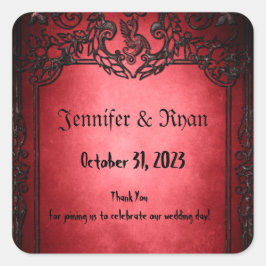 Elegant Gothic Rustic Red Quadratischer Aufkleber