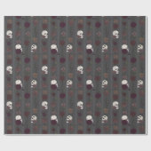 Elegant Gothic Skull & Rose Stripes Geschenkpapier (Flach)