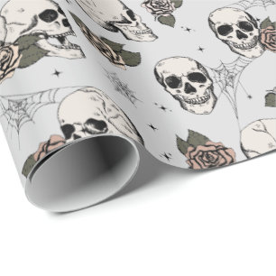 Elegant Gothic Skulls Halloween Dia de los Muertos Geschenkpapier