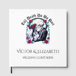 Elegant Gothic 'Till Death' Skelett Hochzeit Gästebuch