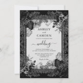 Elegant Gothic Victorian Floral Wedding Einladung (Vorderseite)