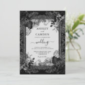 Elegant Gothic Victorian Floral Wedding Einladung (Stehend Vorderseite)