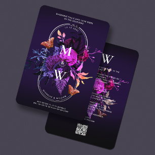 Elegant Gothic Wedding Boho Dark Lila Botanical Einladung