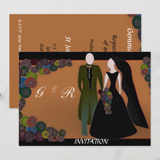 Elegant Gothic Wedding Einladung (Vorne/Hinten)