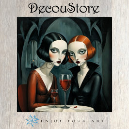Elegant Gothic Women with Wine Glass Decoupage Seidenpapier