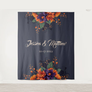 Elegant gothischer 3D-Blumen-Hochzeitshintergrund Wandteppich
