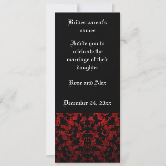 Elegant Gotische Hochzeitseinladungen 4" x 9,25" Einladung (Vorderseite)