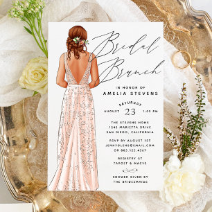 Elegant Gown Bridal Brunch Einladung