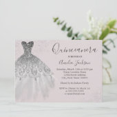 Elegant Gown Dusty Pink Quinceanera Einladung (Stehend Vorderseite)