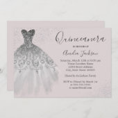 Elegant Gown Dusty Pink Quinceanera Einladung (Vorne/Hinten)