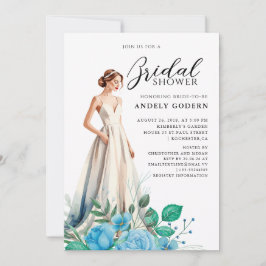 Elegant Gown Illustration with  Bridal Shower Einladung
