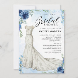 Elegant Gown Illustration with  Bridal Shower Einladung