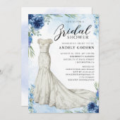 Elegant Gown Illustration with Bridal Shower Einladung (Vorne/Hinten)
