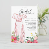 Elegant Gown Illustration with  Bridal Shower Einladung (Stehend Vorderseite)