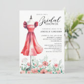 Elegant Gown Illustration with  Bridal Shower Einladung (Stehend Vorderseite)
