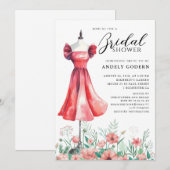 Elegant Gown Illustration with  Bridal Shower Einladung (Vorne/Hinten)