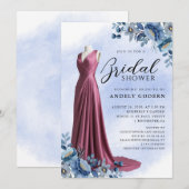 Elegant Gown Illustration with  Bridal Shower Einladung (Vorne/Hinten)
