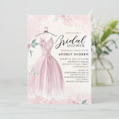 Elegant Gown Illustration with  Bridal Shower Einladung (Stehend Vorderseite)