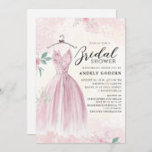 Elegant Gown Illustration with  Bridal Shower Einladung (Vorne/Hinten)