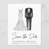 Elegant Gown Tuxedo Budget Save the Date (Vorderseite)