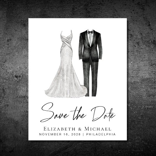 Elegant Gown Tuxedo Budget Save the Date