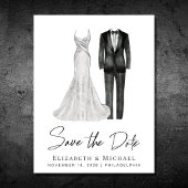 Elegant Gown Tuxedo Watercolor Ankündigungspostkarte