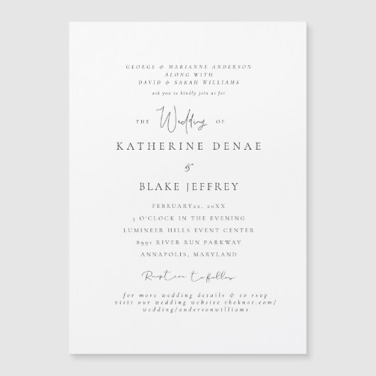 Elegant Grace Beide Eltern Hochzeit Magneteinladung (Vorderseite)