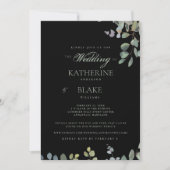 Elegant Grace Black Eucalyptus Website Wedding Einladung (Vorderseite)
