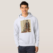 "Elegant Grace" Japanese Cat in Kimono Art Hoodie (Vorne ganz)