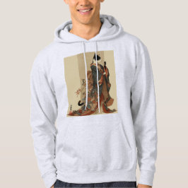 "Elegant Grace" Japanese Cat in Kimono Art Hoodie