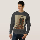 "Elegant Grace" Japanese Cat in Kimono Art Sweatshirt (Vorne ganz)