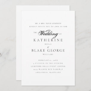 Elegant Grace Wedding Bride Eltern Matte Einladung
